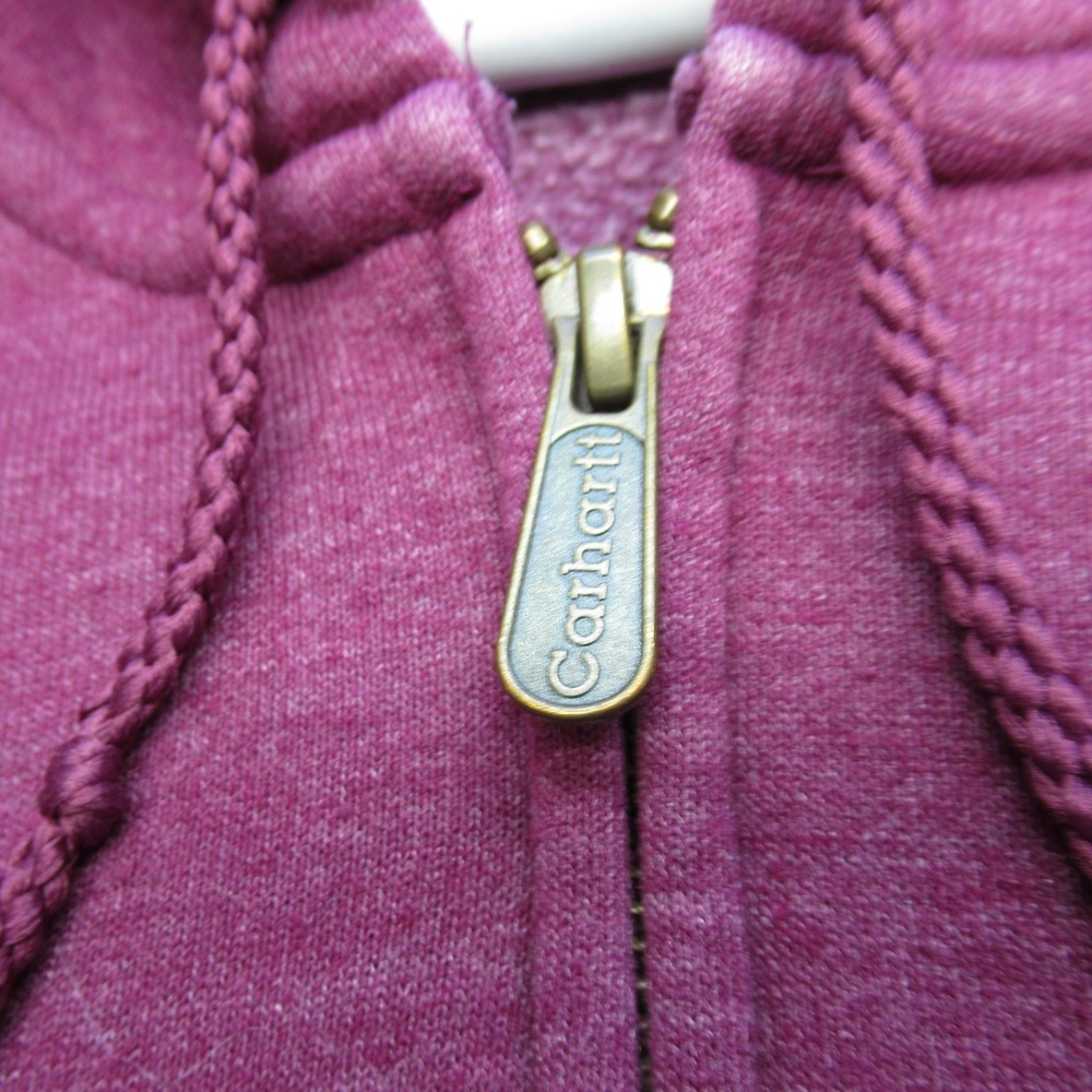 Carhartt Hoodie Womens Small Purple Pockets Raglan Full‎ Zip Fleece Sweatshirt - Picture 8 of 12